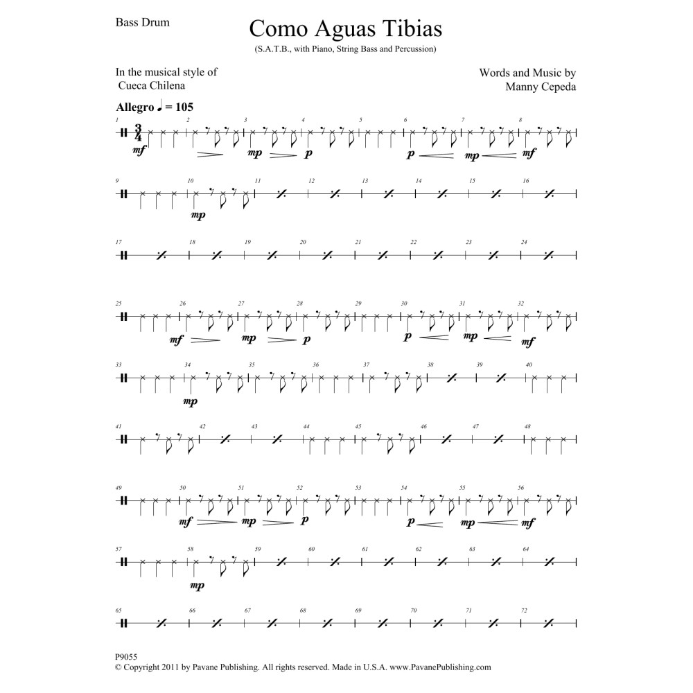 Como Aguas Tibias - Bass Drum